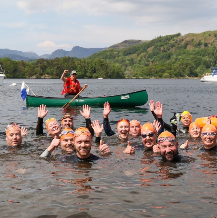 group of swimmers in Windermere