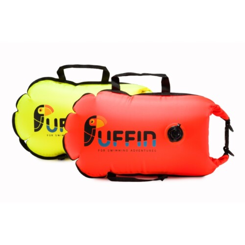 Puffin R20 (20L) Drybag Tow Float in Hi Vis Orange and Neon Yellow.