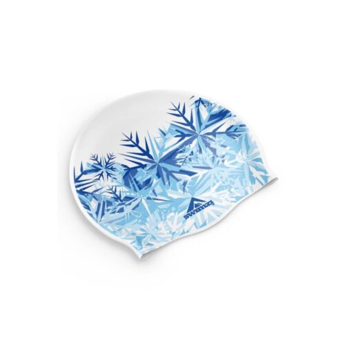 White Frost - blue and white Christmas Swim Cap